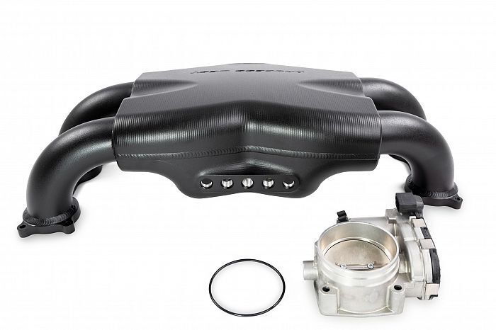 Intake manifold stock orientation to suit Bosch drive by wire 74mm throttle body - Black Finish